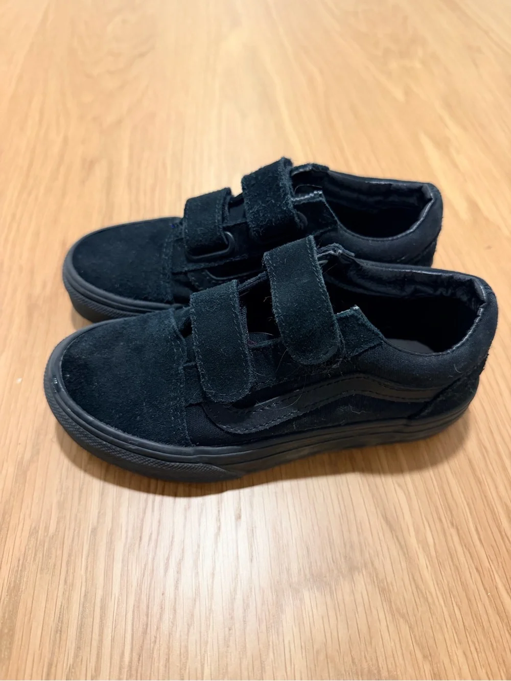 Vans Kids Black Suede Double-Strap Sneakers